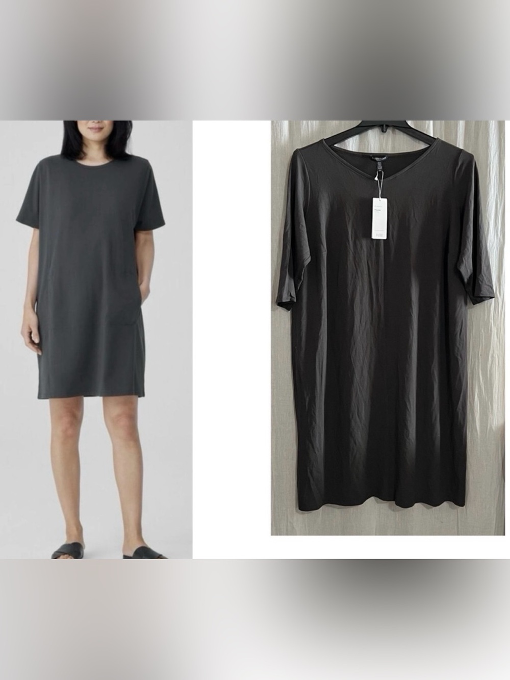Eileen Fisher Charcoal Short Sleeve Dress Elevate wardrobe stunning T-shirt